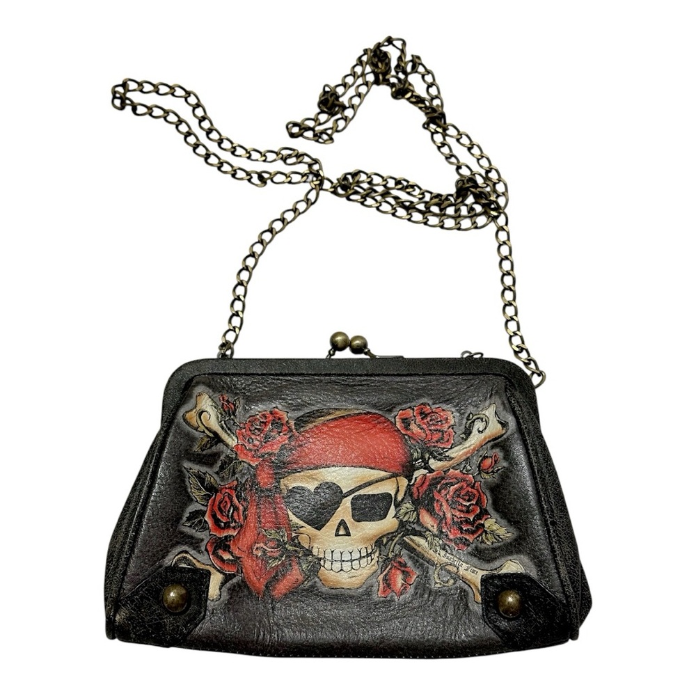 Isabella Fiore Pirate “Buried Treasure” Skull Rose Chain Bag Clutch Vintage Y2K